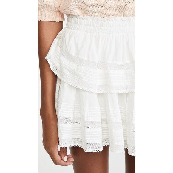 LoveShackFancy Ruffle Miniskirt - S Antique White - Picture 2 of 5